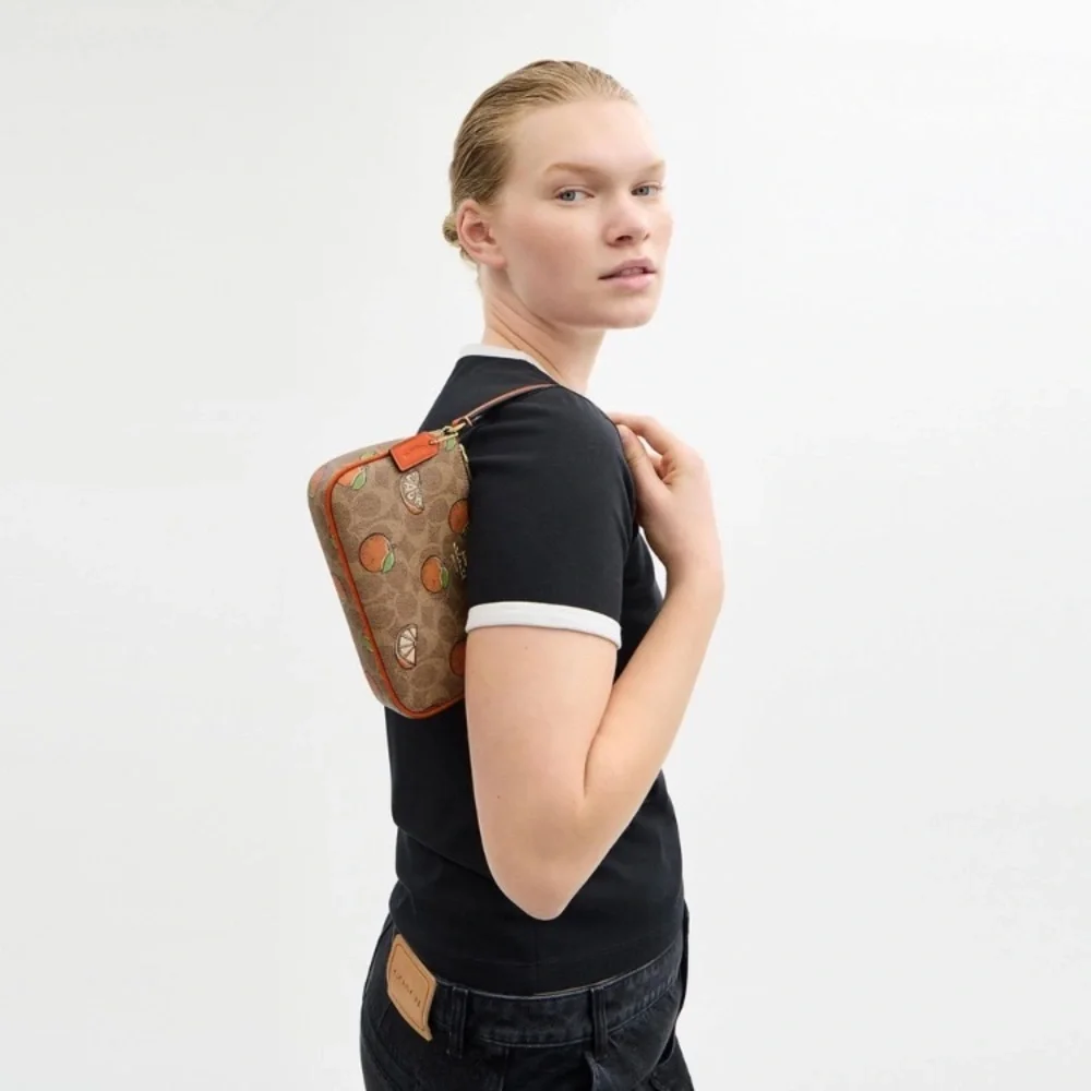 Coach Nolita 19 In Signature Canvas With Orange Print NWT - Picture 4 of 11